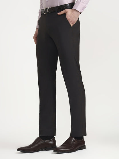 Dark Grey Solid Slim Fit Formal Trouser | JadeBlue Super Luxe
