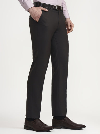 Dark Grey Solid Slim Fit Formal Trouser | JadeBlue Super Luxe