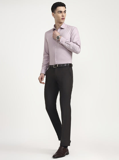 Dark Grey Solid Slim Fit Formal Trouser | JadeBlue Super Luxe