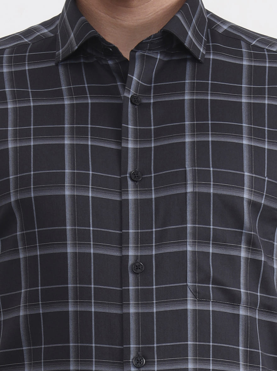 Grey Checked Regular Fit Formal Shirt | JadeBlue