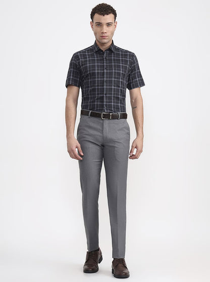 Grey Checked Regular Fit Formal Shirt | JadeBlue