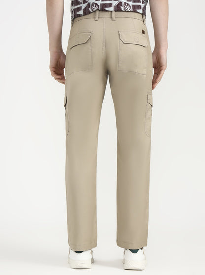 Beige Solid Slim Fit Cargo Pant | Greenfibre