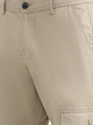 Beige Solid Slim Fit Cargo Pant | Greenfibre