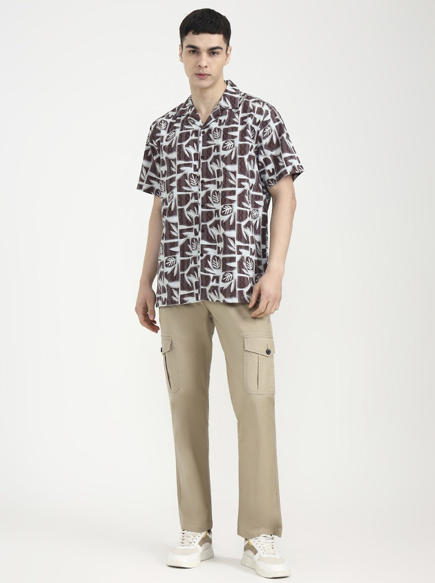 Beige Solid Slim Fit Cargo Pant | Greenfibre