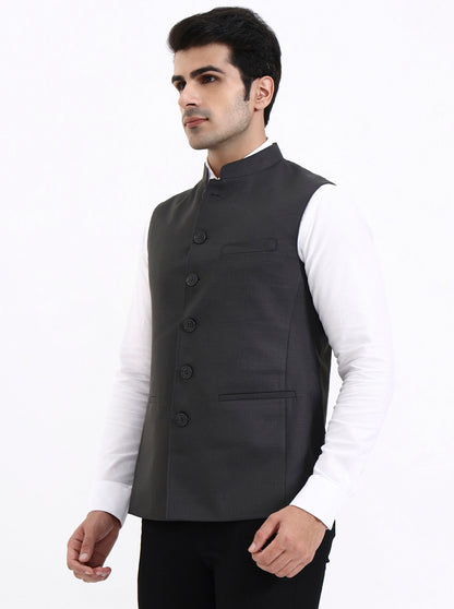 Dark Grey Solid Regular Fit Modi Jacket | JadeBlue