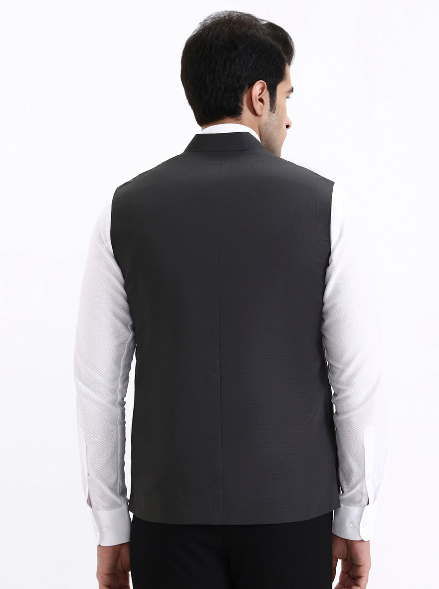 Dark Grey Solid Regular Fit Modi Jacket | JadeBlue