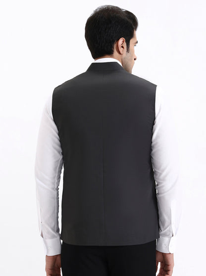 Dark Grey Solid Regular Fit Modi Jacket | JadeBlue