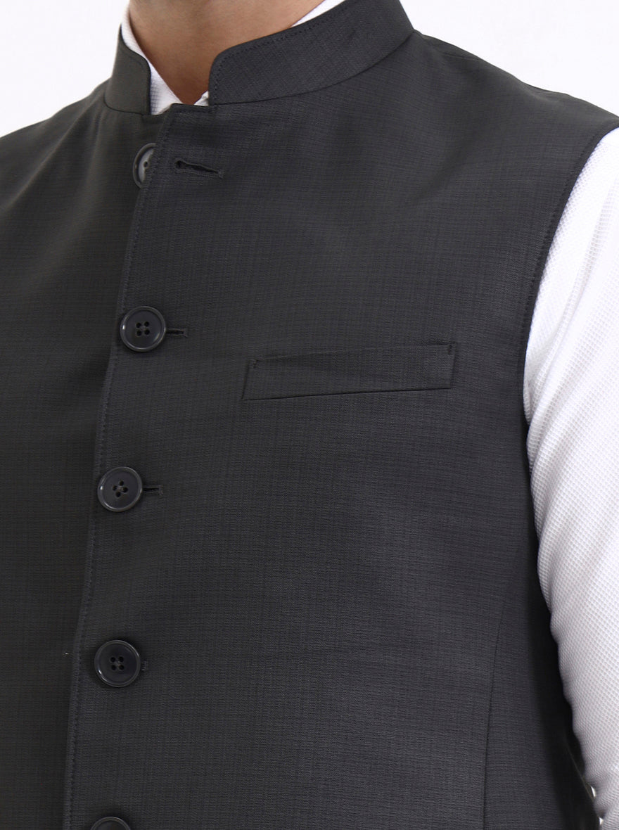 Dark Grey Solid Regular Fit Modi Jacket | JadeBlue