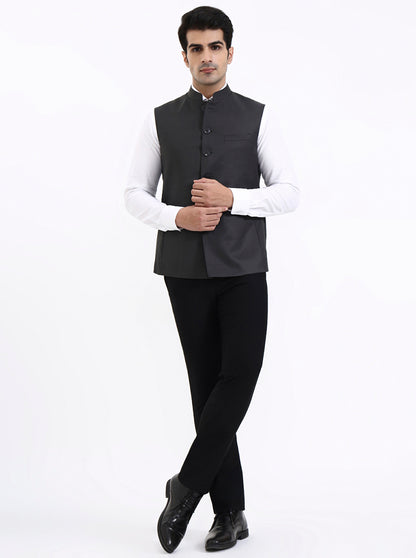 Dark Grey Solid Regular Fit Modi Jacket | JadeBlue