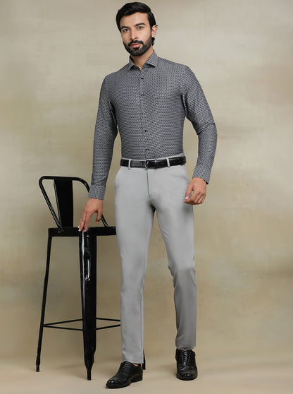 Dark Grey Printed Slim fit Party Wear Shirt | Wyre