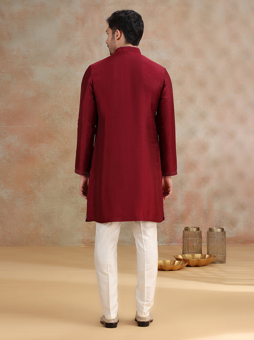Wine Solid Kurta Pajama | JB X JB