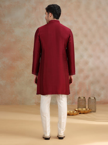Wine Solid Kurta Pajama | JB X JB