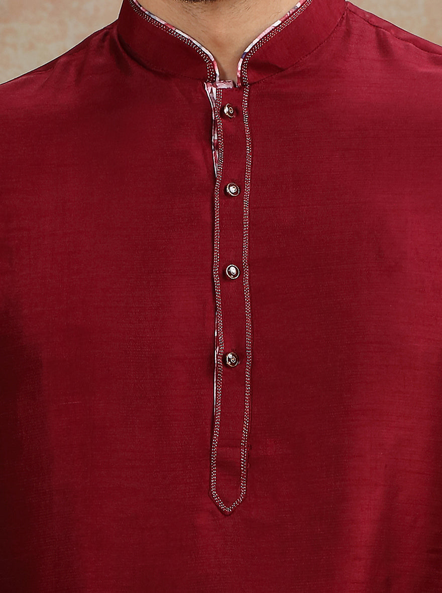 Wine Solid Kurta Pajama | JB X JB