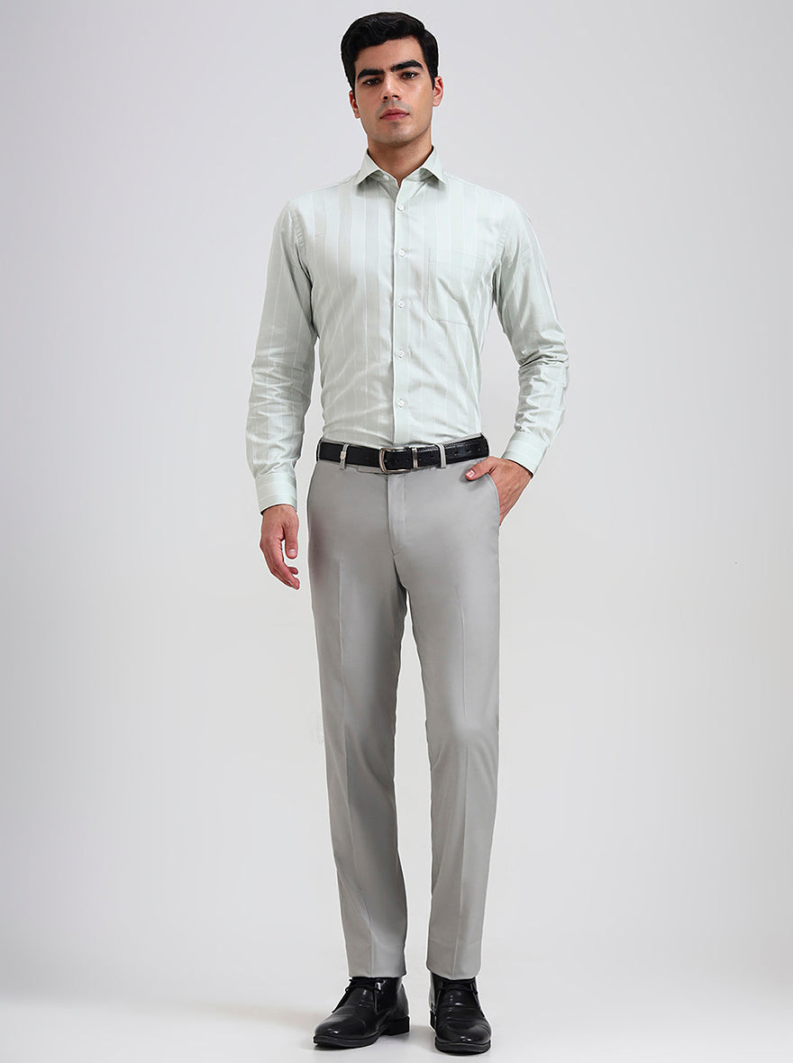 Blue & Maroon Solid Slim Fit Formal Trouser | JB Studio