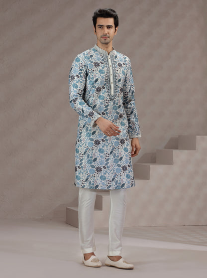 Beige Printed Kurta Pajama | TULA