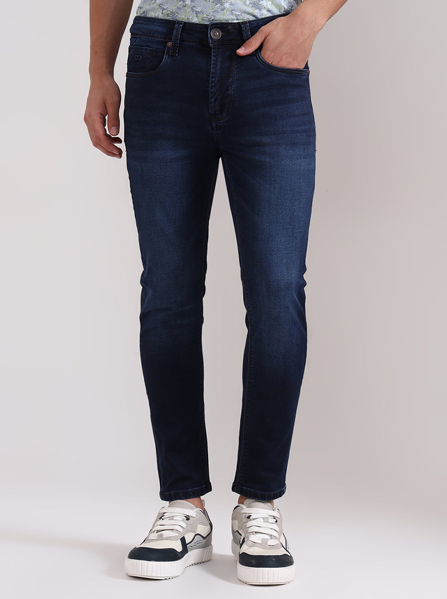 Dark Indigo Blue Solid Rider Fit Jeans | JadeBlue