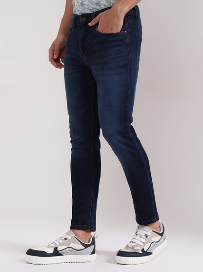 Dark Indigo Blue Solid Rider Fit Jeans | JadeBlue