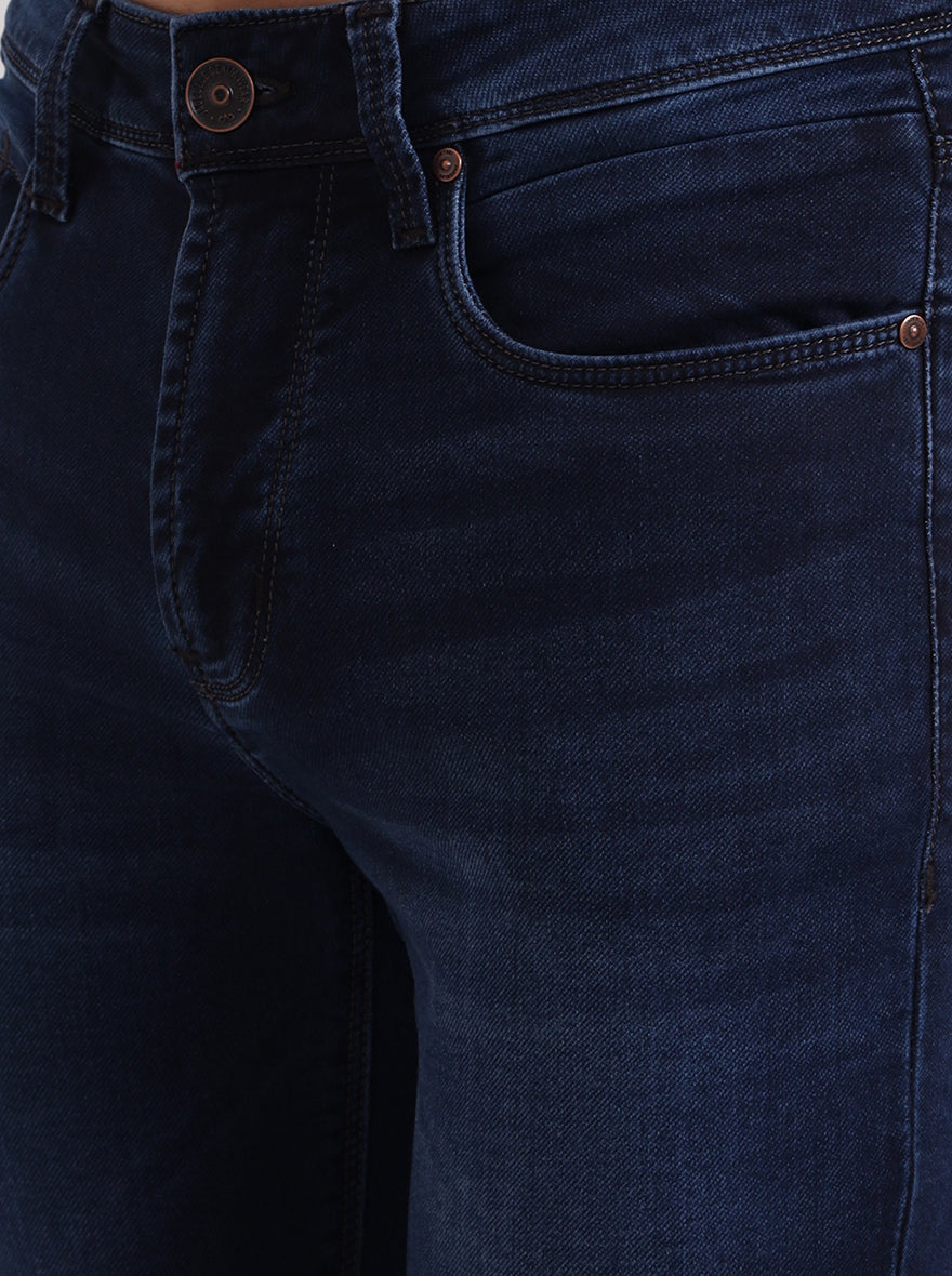 Dark Indigo Blue Solid Rider Fit Jeans | JadeBlue
