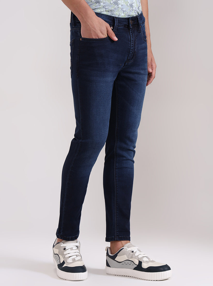 Dark Indigo Blue Solid Rider Fit Jeans | JadeBlue