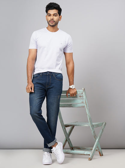 Denim Blue Washed Slim Fit Jeans | JadeBlue