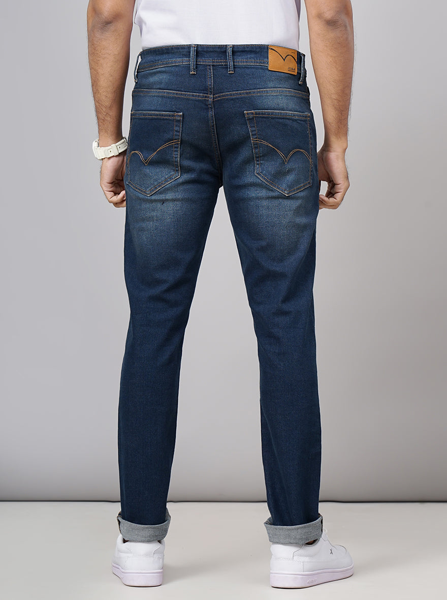 Denim Blue Washed Slim Fit Jeans | JadeBlue