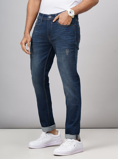 Denim Blue Washed Slim Fit Jeans | JadeBlue