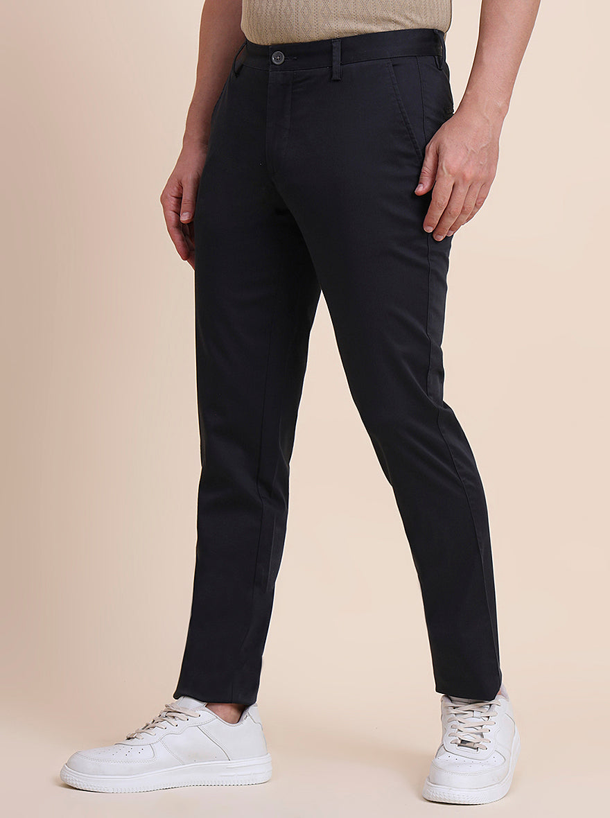 Dark Grey Solid Uno Fit Casual Trouser | JadeBlue