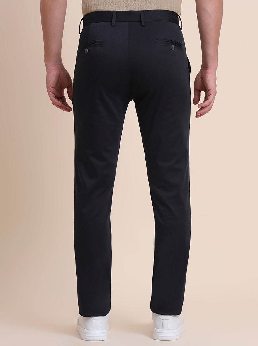 Dark Grey Solid Uno Fit Casual Trouser | JadeBlue