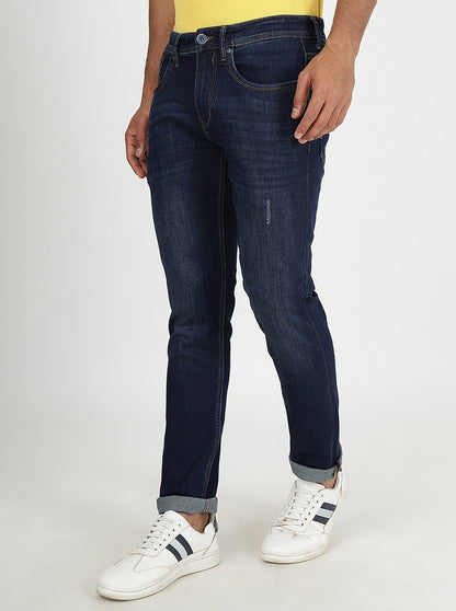 Navy Blue Washed Slim Fit Jeans | JadeBlue