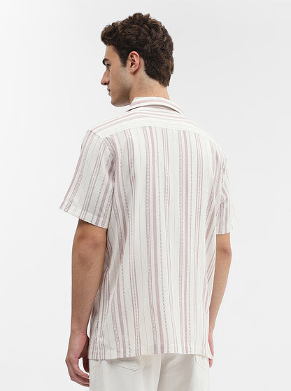 Pink Striped Slim Fit Casual Shirt | Greenfibre