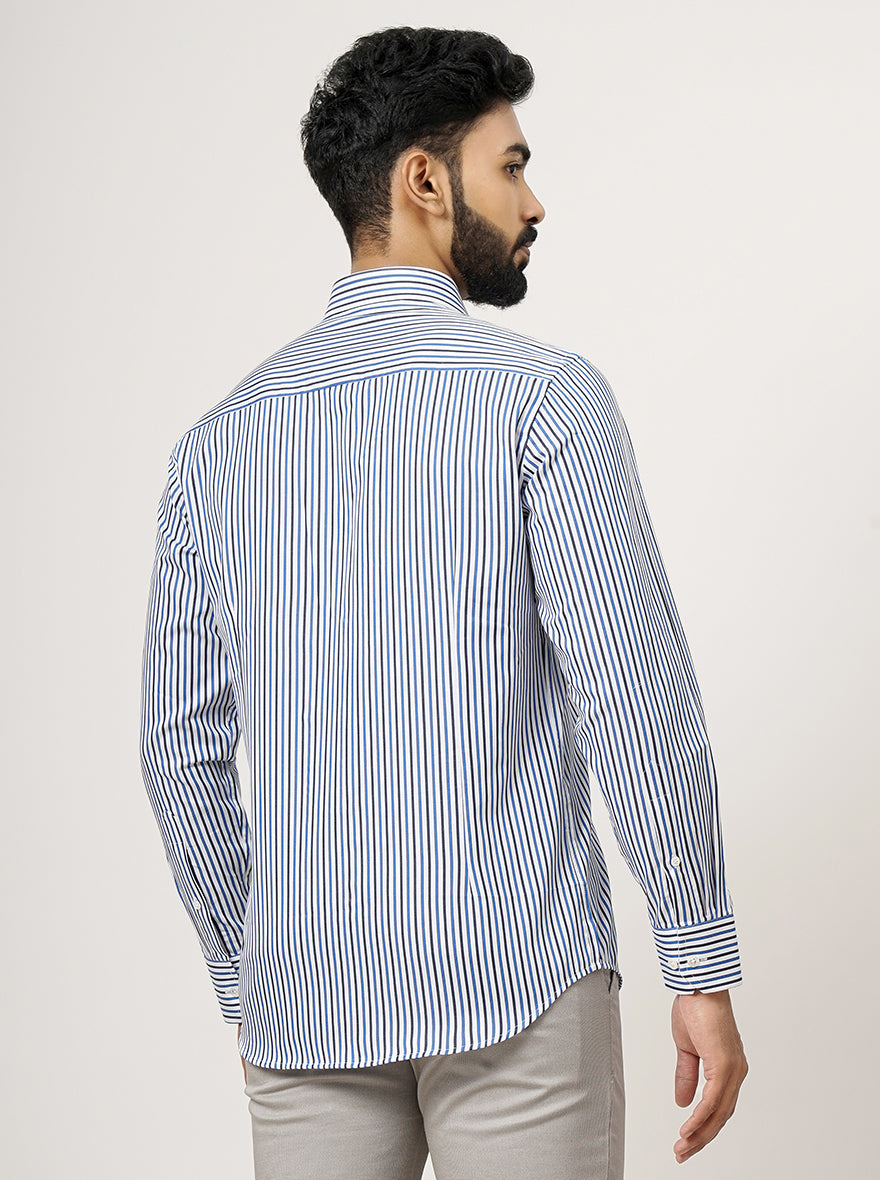 Light Blue Striped Slim Fit Formal Shirt | JadeBlue Super Luxe