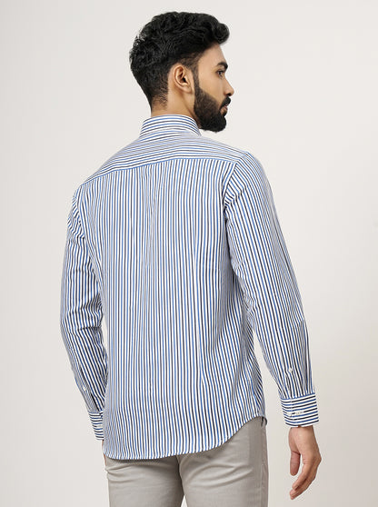 Light Blue Striped Slim Fit Formal Shirt | JadeBlue Super Luxe