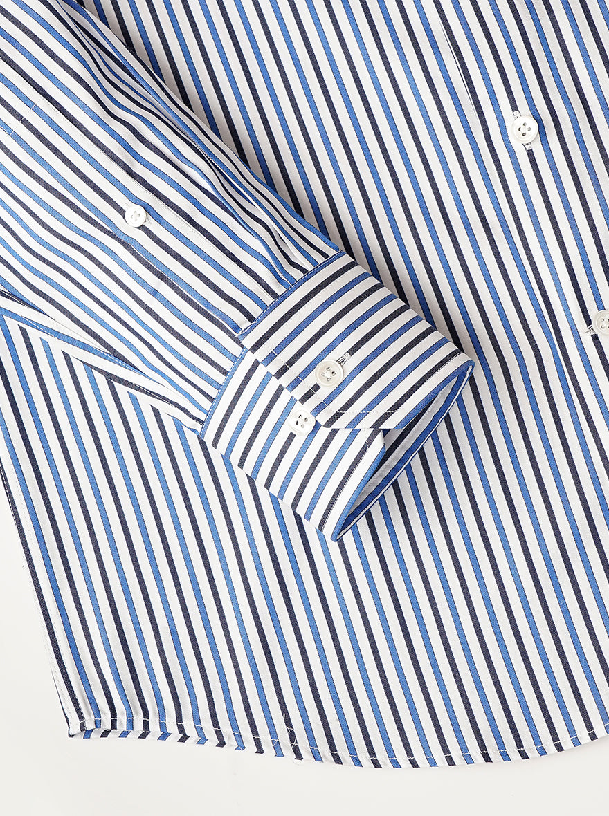 Light Blue Striped Slim Fit Formal Shirt | JadeBlue Super Luxe