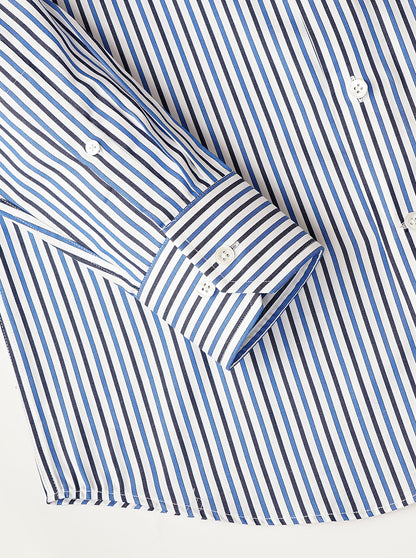 Light Blue Striped Slim Fit Formal Shirt | JadeBlue Super Luxe