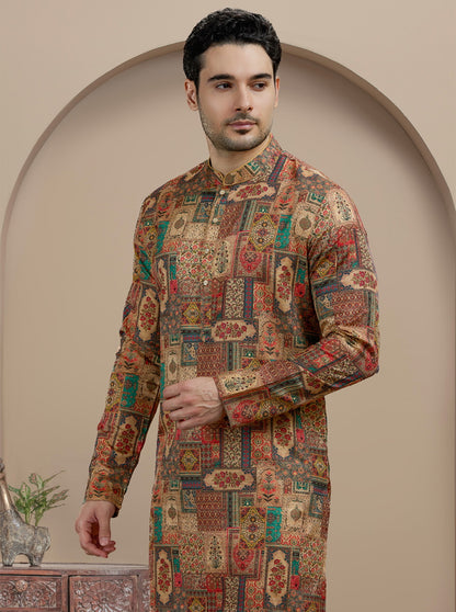 Golden  Printed Kurta | The Kurta Company