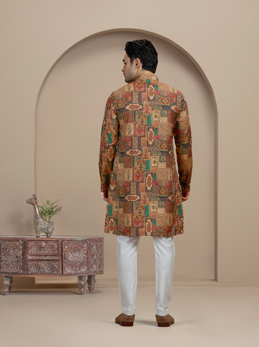 Golden  Printed Kurta | The Kurta Company