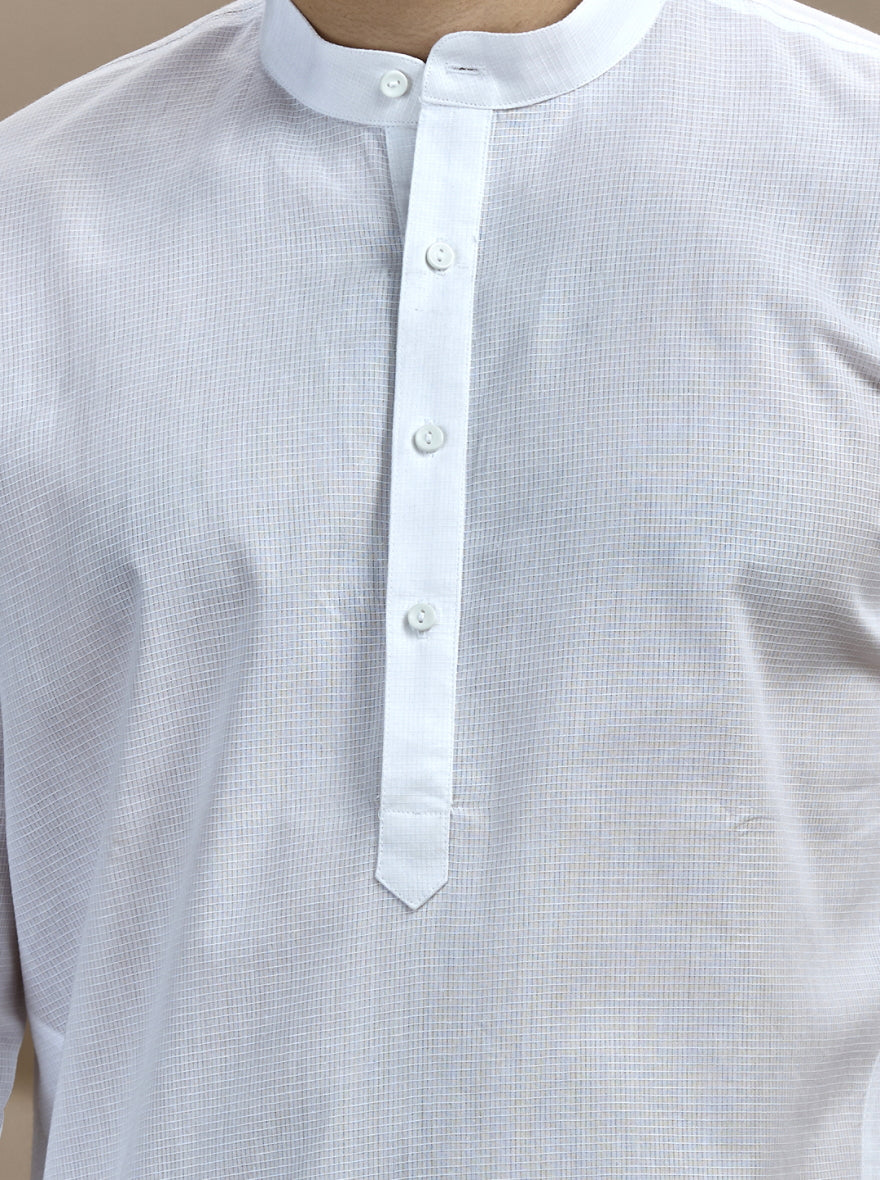 White Self Textured Kurta | The Kurta Company