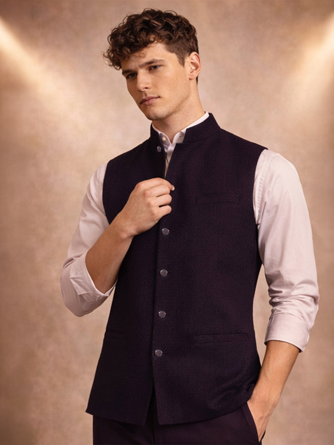 Wine Solid Waistcoat | Wyre
