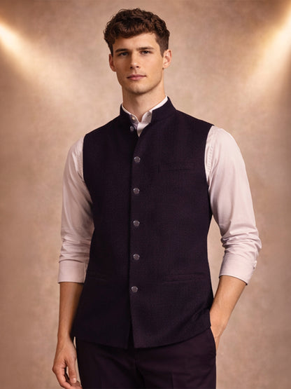 Wine Solid Waistcoat | Wyre
