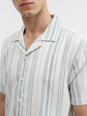 Blue Striped Slim Fit Casual Shirt | Greenfibre