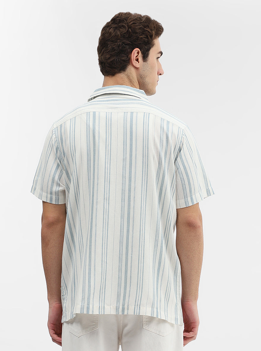 Blue Striped Slim Fit Casual Shirt | Greenfibre