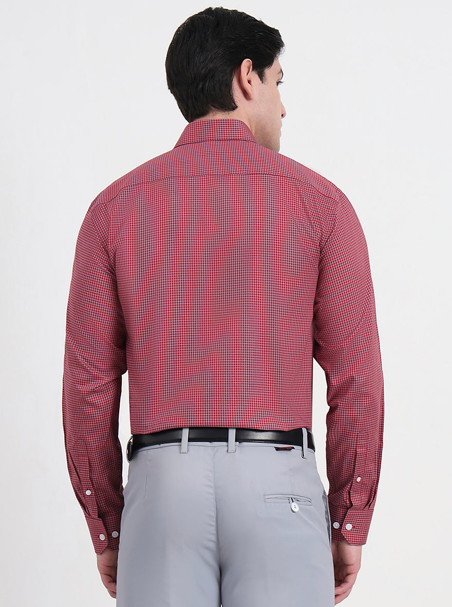 Maroon & Wight Checked Regular Fit Formal Shirt | JadeBlue