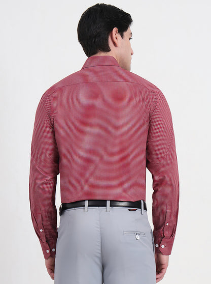 Maroon & Wight Checked Regular Fit Formal Shirt | JadeBlue