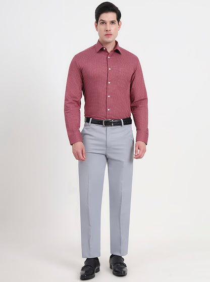 Maroon & Wight Checked Regular Fit Formal Shirt | JadeBlue