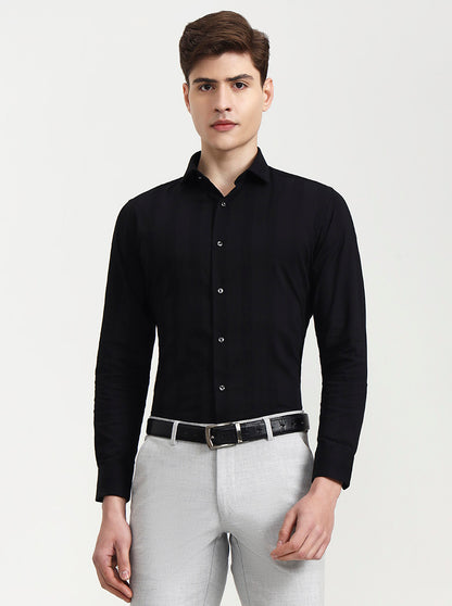Black Solid Slim Fit Party Wear Shirt | Wyre