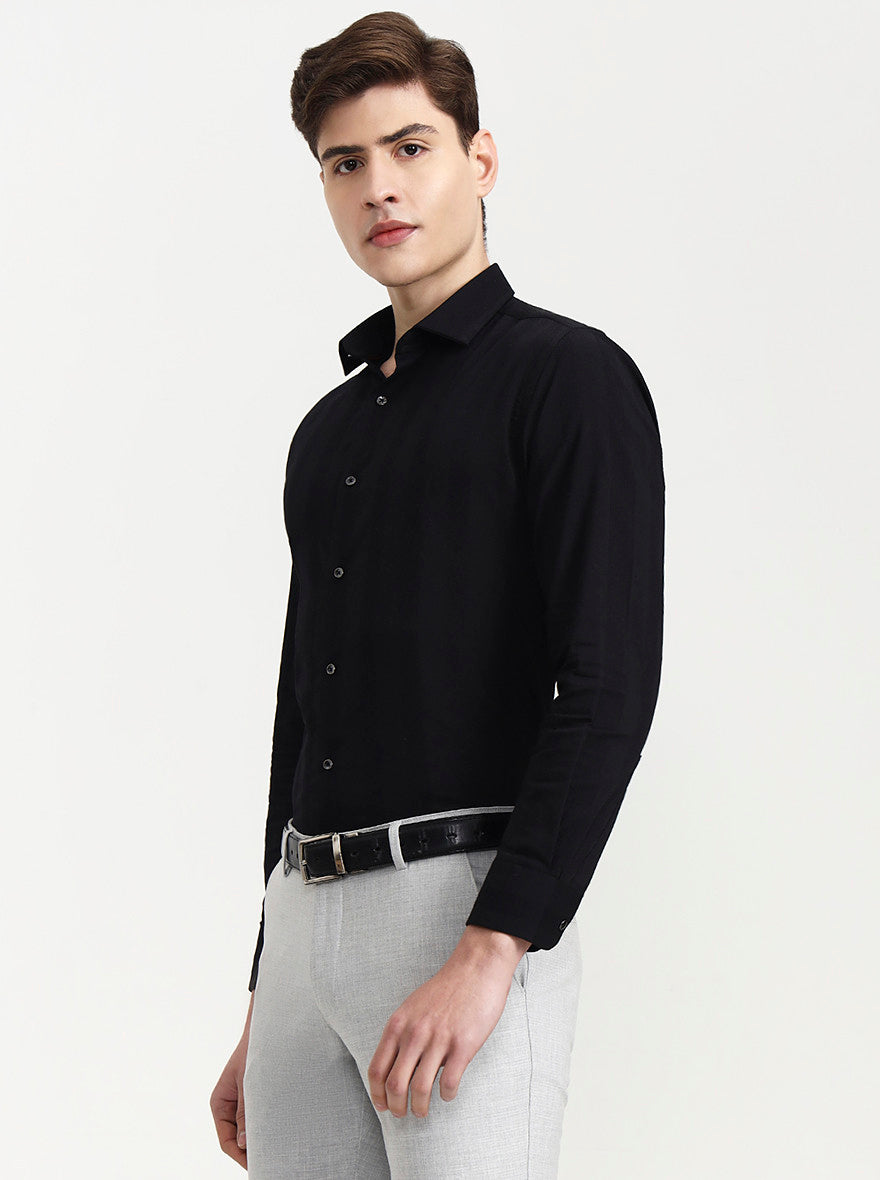 Black Solid Slim Fit Party Wear Shirt | Wyre