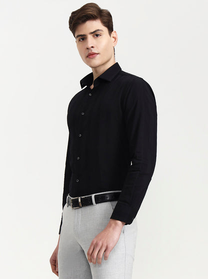 Black Solid Slim Fit Party Wear Shirt | Wyre