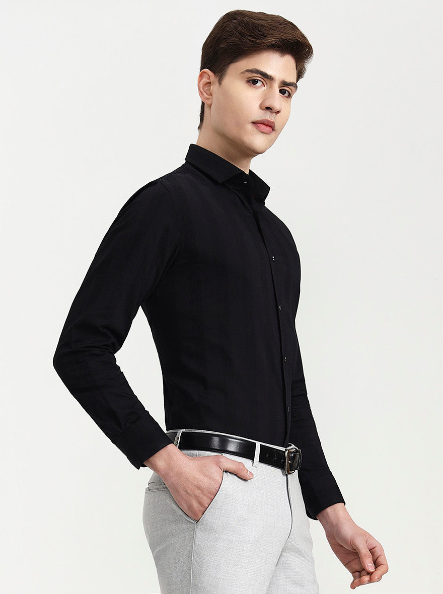 Black Solid Slim Fit Party Wear Shirt | Wyre