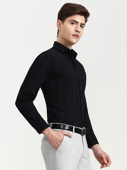 Black Solid Slim Fit Party Wear Shirt | Wyre