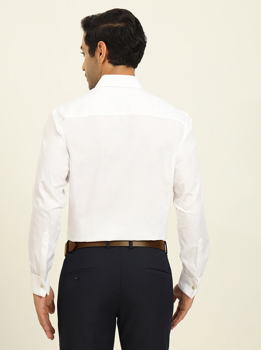 White Solid Slim Fit Formal Shirt | Metal